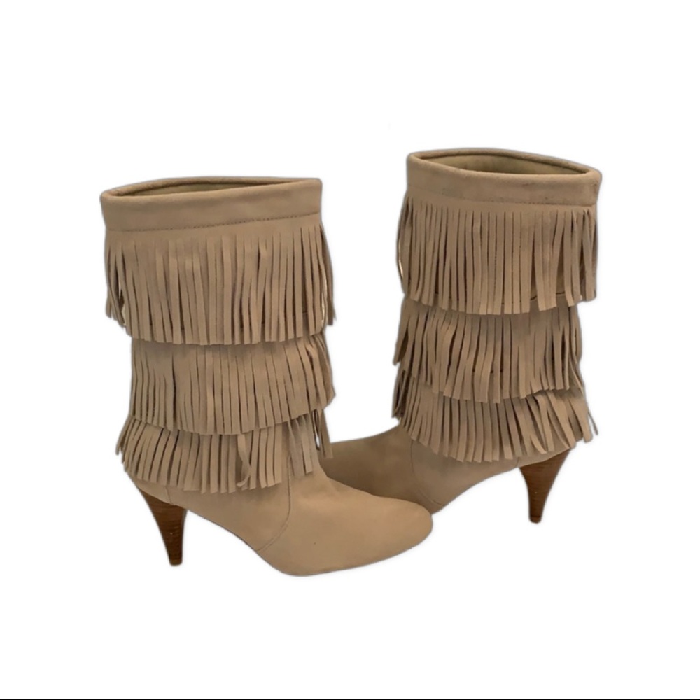 Chinese Laundry Trendy Fringe Heeled Boots 7